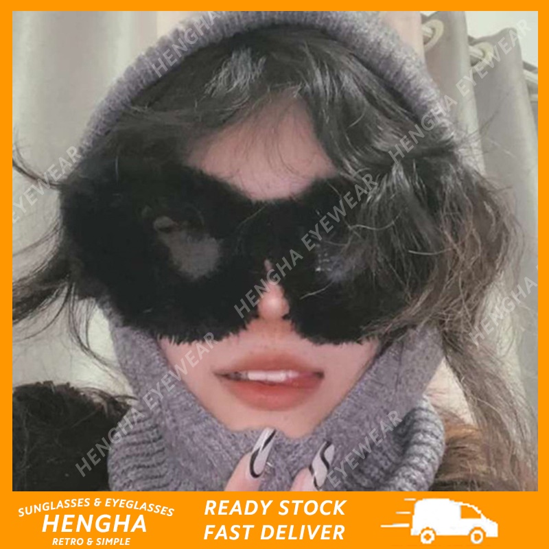 Kính Mát Hình Mắt Mèo Phối Lông Nhiều Màu Sắc Thời Trang Phong Cách Phương Tây