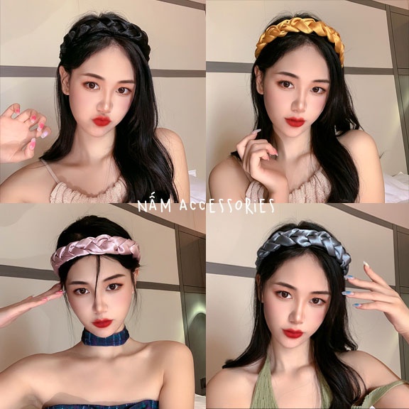 Bờm tóc trơn tết lụa satin nữ tính cho các nàng BD234