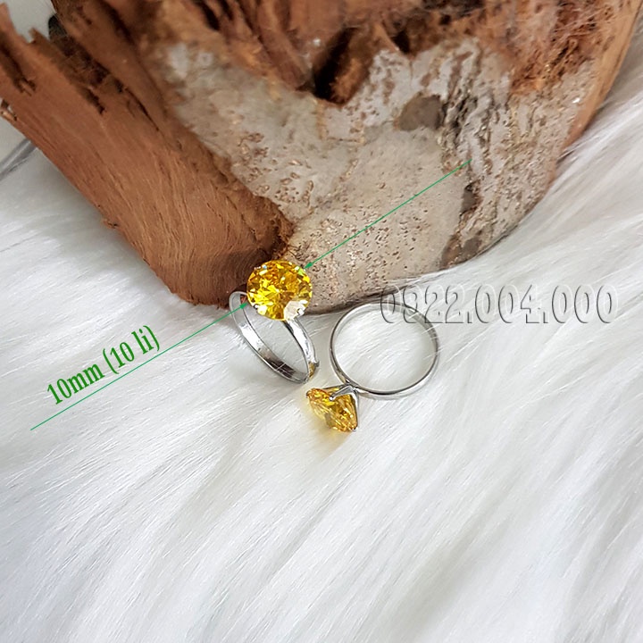 Nhẫn nữ đính viên đá màu lớn (10 li).