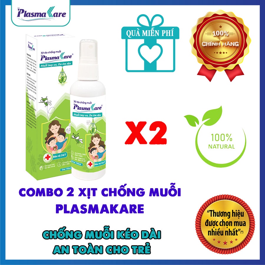 2 Xịt chống muỗi PlasmaKare 100ml xua đuổi Muỗi, xẹp vết côn trùng đốt - Hiệu quả kéo dài, An toàn cho trẻ