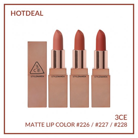 [SẴN, CHUẨN] Son Thỏi Lì 3CE Matte Lip Color màu #226 - #227 - #228