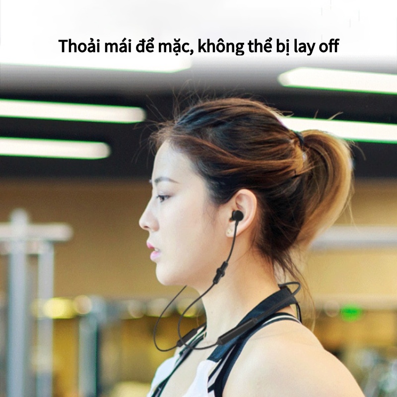 Tai nghe không dây bluetooth đeo cổ kiểu dáng thể thao, chống nước, âm thanh chất lượng cao, tiện dụng khi tập thể dục