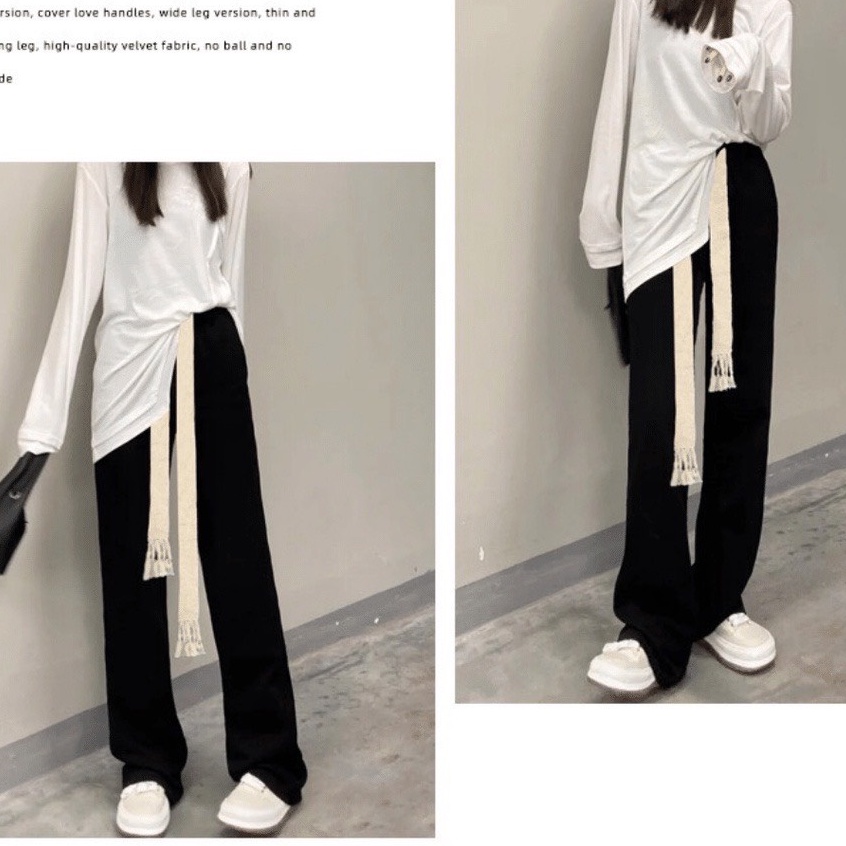Quần culottes nhung tăm dây rút bản to hàng hot dáng dài form rộng vanmiushop