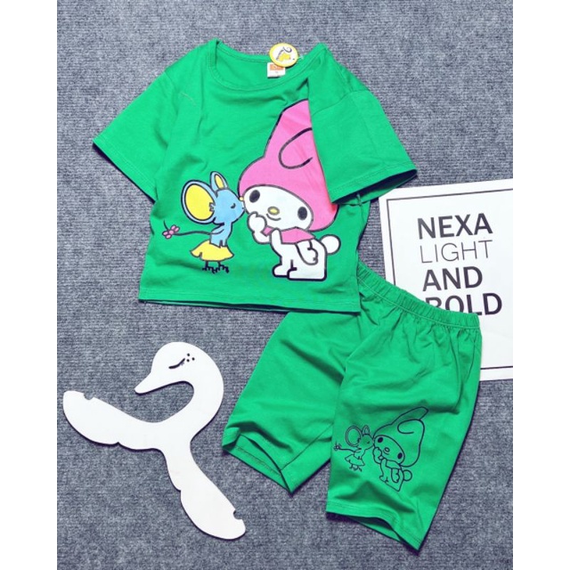 Bộ ngố lửng bé gái thun cotton 4 chiều mềm mát