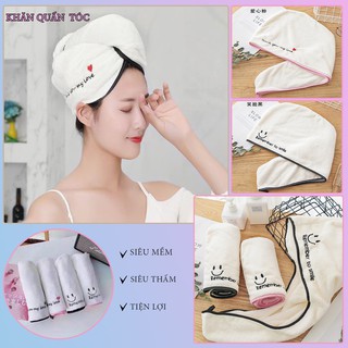 Khăn quấn tóc -Khăn quấn đầu siêu shấm hút,khô tóc siêu nhanh cho chị em sau khi tắm tiện dụng KQT01