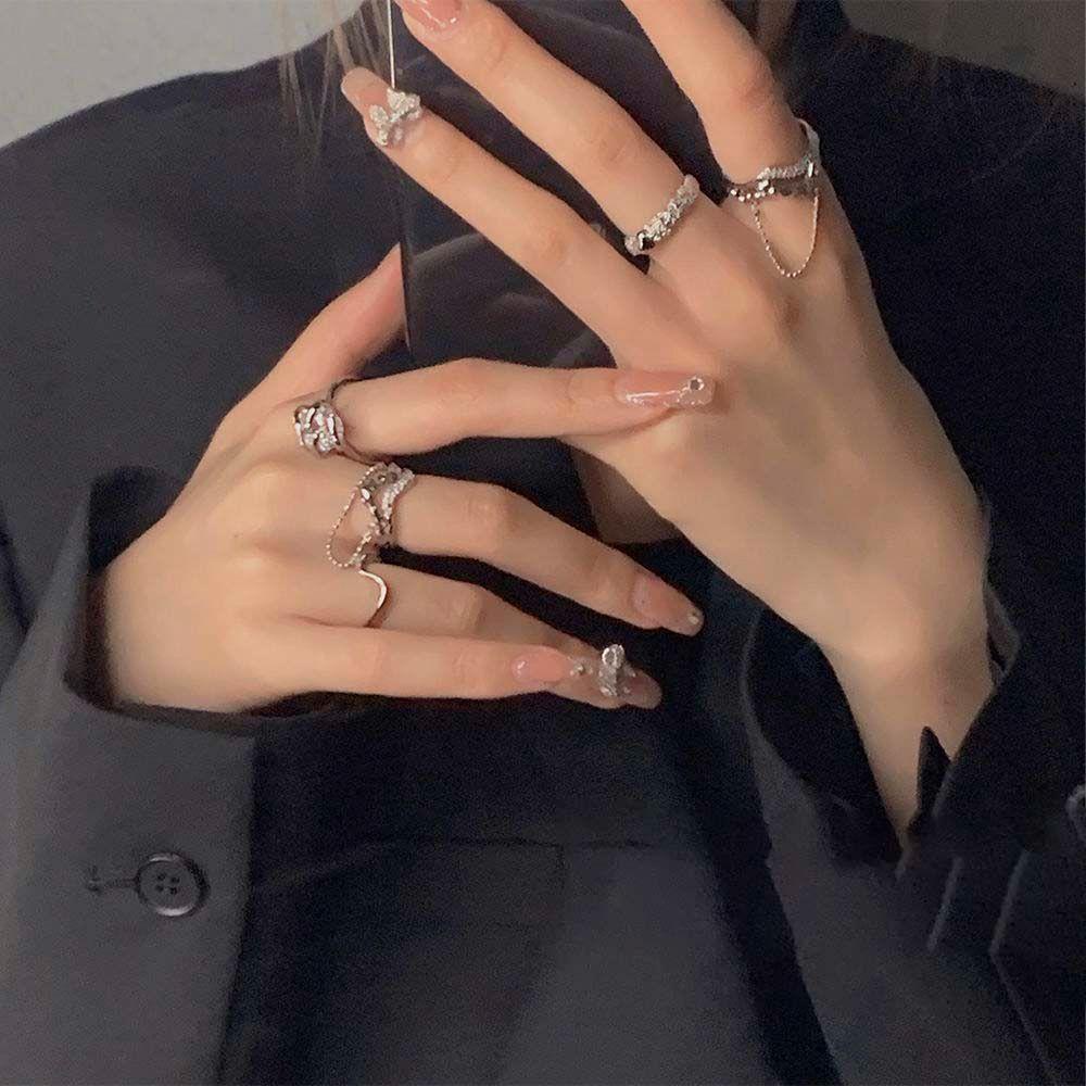 Nhẫn Dây Xích Phong Cách Hip Hop Punk Cá Tính|Nhẫn Khớp Ngón Tay Độc Đáo Cá Tính