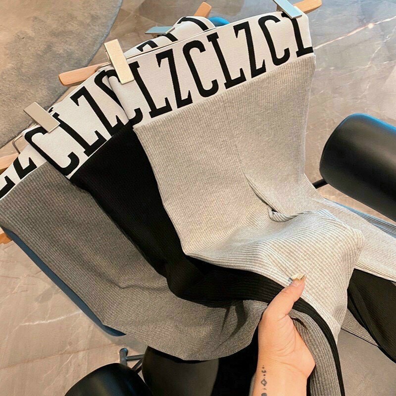 Quần legging lưng cao cạp chữ thời trang cho nữ