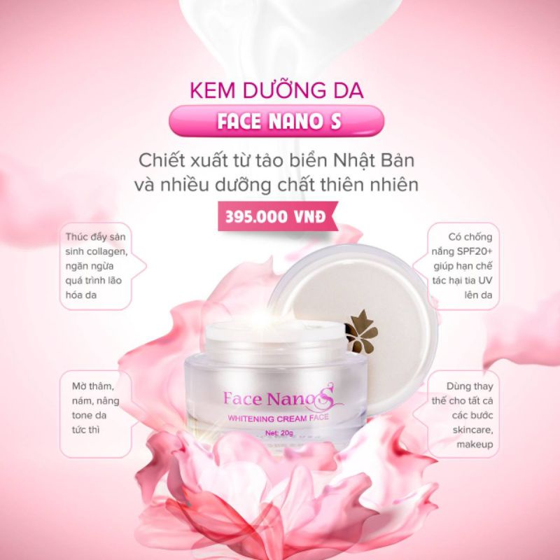 Bộ đôi dưỡng trắng ngày và đêm Sắc Hồng Face Nano S - se lỗ chân lông - tổng hợp collagen - chống oxy hoá