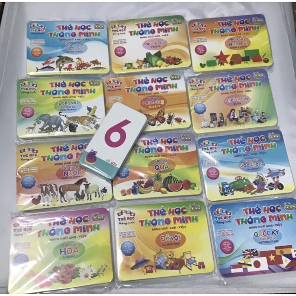 Bộ thẻ học thông minh Flashcard cho bé loại to 12x16cm , 12 chủ đề tặng thêm bộ chữ cái, số (270 thẻ)