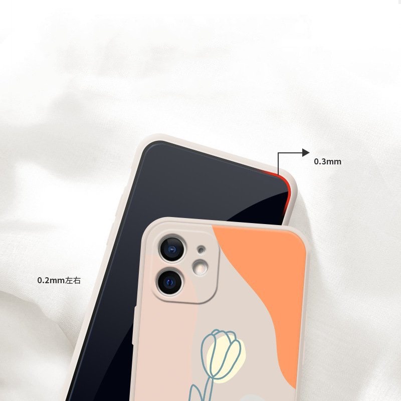 Ốp lưng iphone cạnh vuông phong cách hoa dành cho iphone 6 đến 14promax - E81