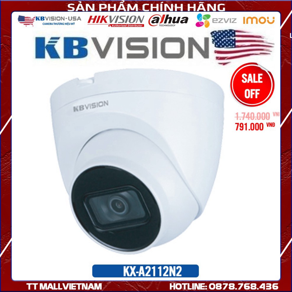 {Giá HỦY DIỆT}(Độc Nhất Shopee) Camera IP Dome hồng ngoại 2.0 Megapixel KBVISION KX-Bảo hành chính hãng 2 năm