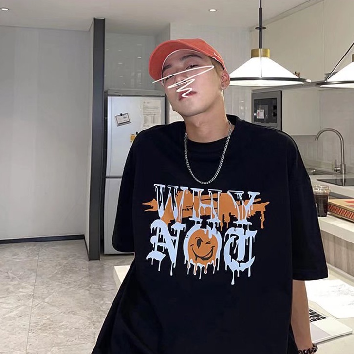 Áo Thun Ngắn Tay Dáng Rộng Phong Cách Hiphop Cá Tính Dễ Phối Đồ Cho Nam