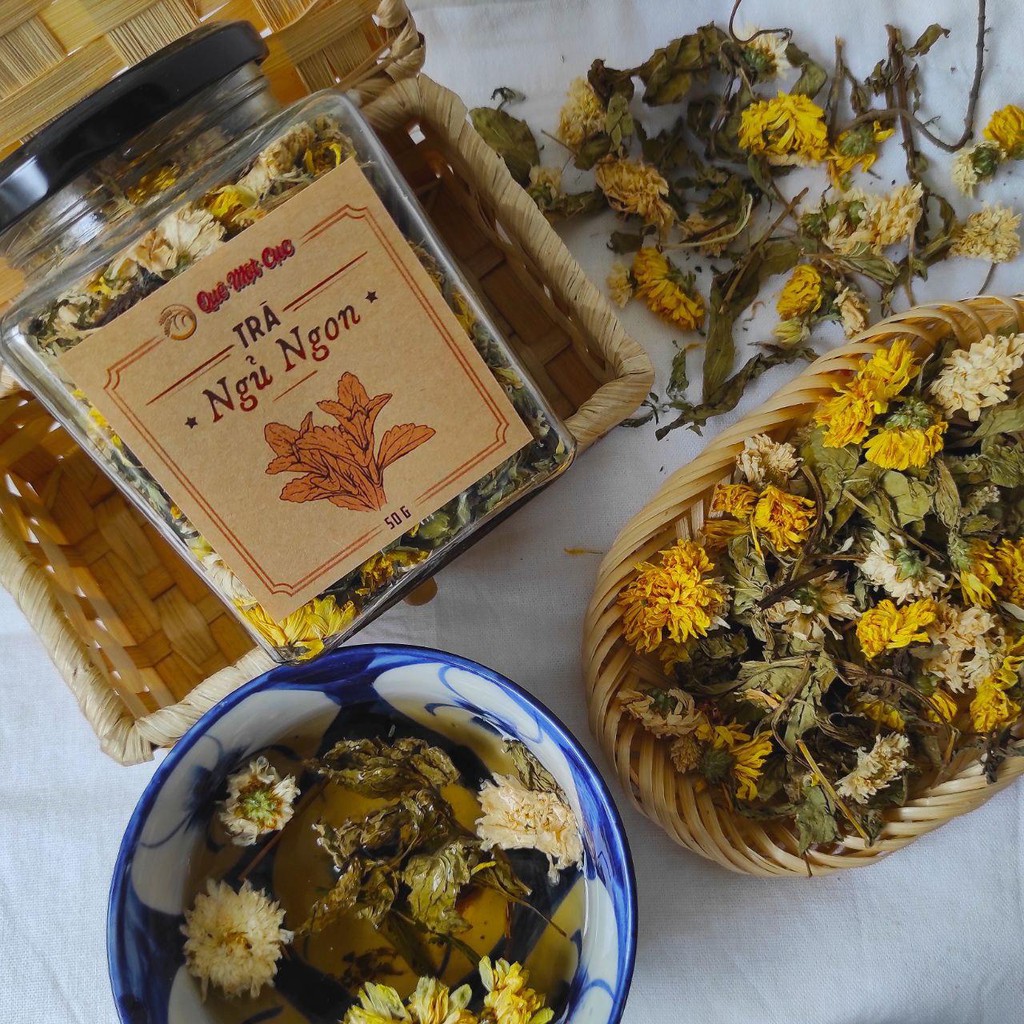 Trà hoa thảo mộc, hoa cúc, hồng, nhài, đậu biếc sấy khô thanh nhiệt, giảm cân, ngủ ngon QUÊ MỘT CỤC 50g (handmade)) | BigBuy360 - bigbuy360.vn