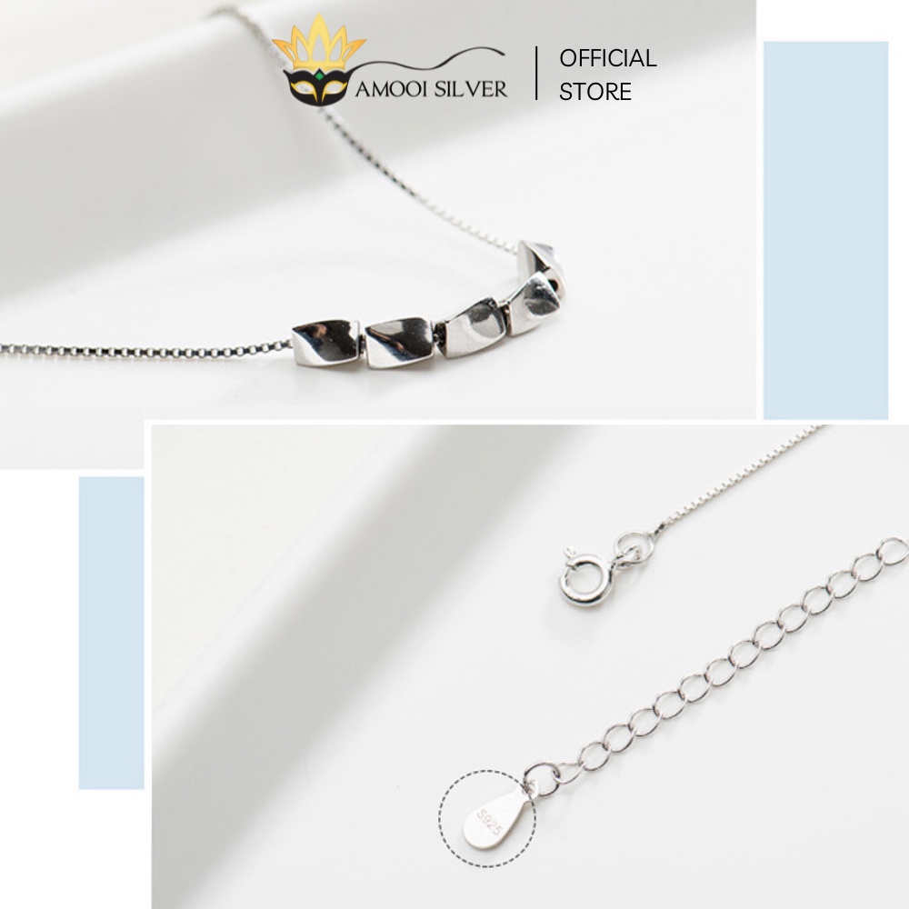 Dây Chuyền Bạc S925 Mẫu 5 Viên Bi Đa Giác Xoắn Thanh Lịch - Amooi Silver AD113