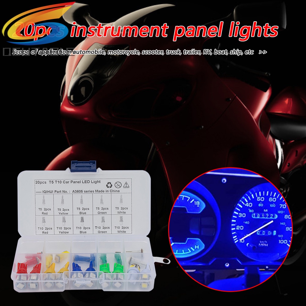 Set 20 bóng đèn T5 T10 LED cho xe hơi