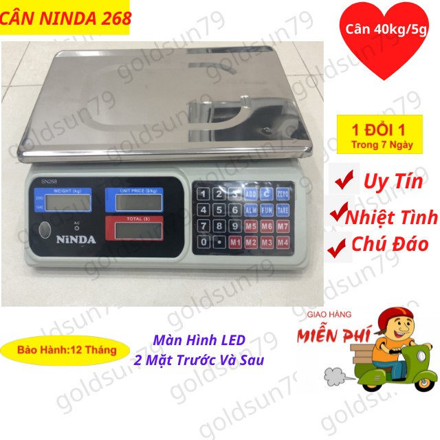 [ BH12T] Cân Điện Tử Tính Tiền  Bán Hàng Siêu Thị Hoa Quả  NINDA SN268 LOẠI 30Kg/5g-goldsun79