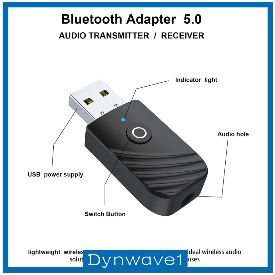Bộ Thu Tín Hiệu Usb Bluetooth 5.0 Giắc Cắm 3.5mm Cho Loa Aux / Xe Hơi / Tv / Pc / Xe Hơi Dynwave1