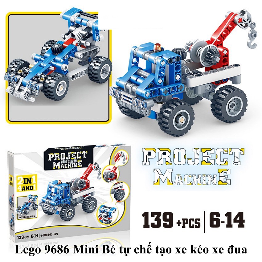 Đồ Chơi Lắp Ráp Lego Cho Bé Làm Xe Kéo Và Xe Đua F1 169 Chi Tiết Bánh Răng Chuyển Động Chuẩn STEM