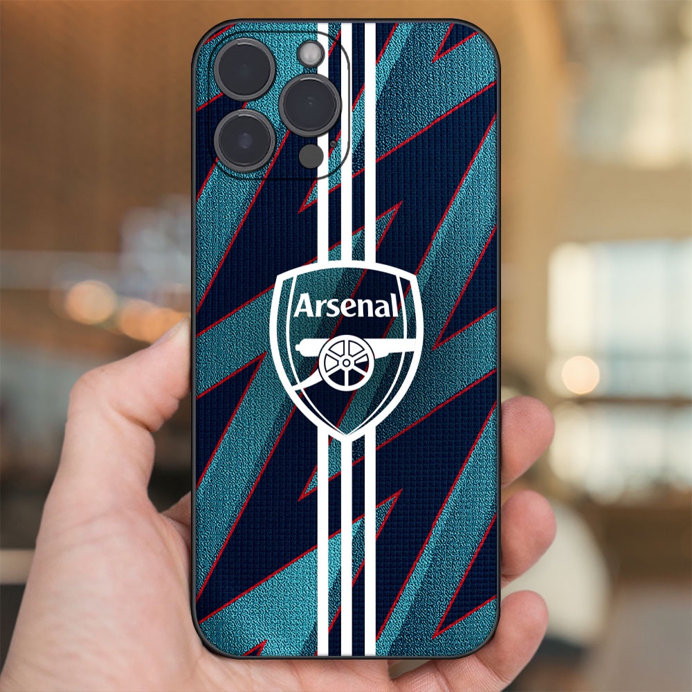 Ốp lưng iPhone 14 Pro Max dẻo đen cạnh vuông in hình Arsenal FC