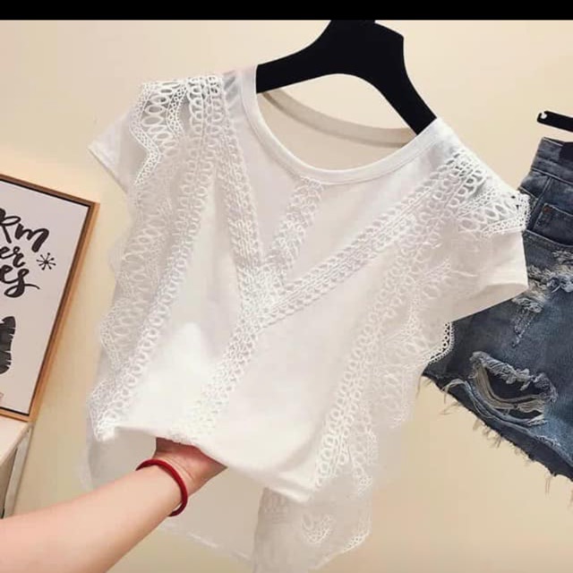 [Hàng oder 10-15 ngày về] Áo phông mix ren