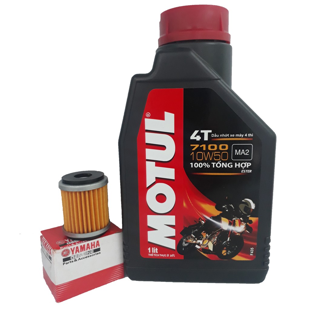 Combo nhớt máy Motul 7100 10W-50 và lọc nhớt Yamaha