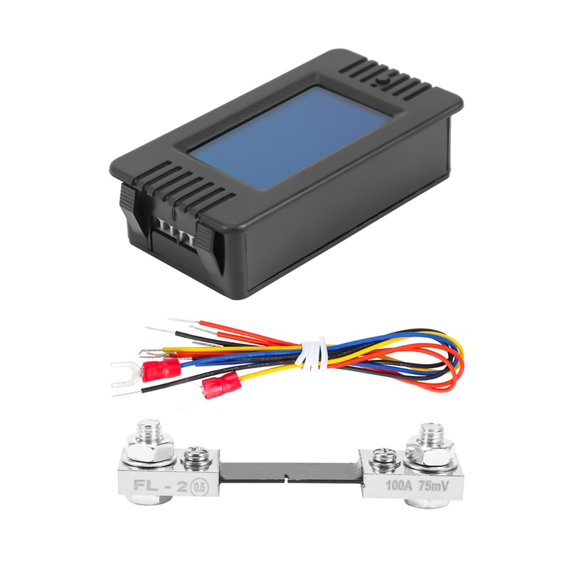 Đồng hồ đo màn hình pin đa chức năng DC Màn hình LCD Điện áp hiện tại kỹ thuật số Đồng hồ đo năng lượng mặt trời Đồng hồ vạn năng Ampe kế Vôn kế được áp dụng rộng rãi cho pin 12V '24V '48V RV 'Car)