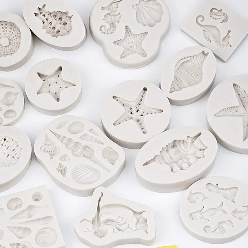 Khuôn Làm Bánh / Xà Phòng Hình Vỏ Sò / Sao Biển 3D Bằng Silicone DIY