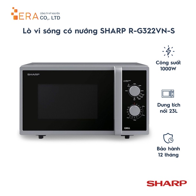 [Mã ELHADEV giảm 4% đơn 300K] Lò vi sóng có nướng SHARP R-G322VN-S