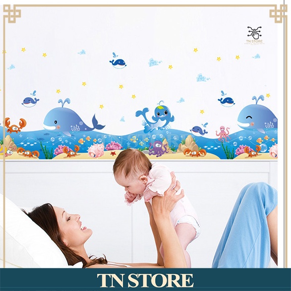 ĐECAL DÁN TƯỜNG PHÒNG NGỦ hình các Loại động vật dưới nước TN STORE DECAL785