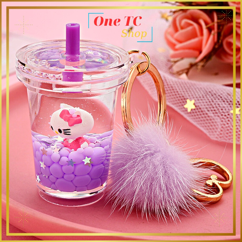 Móc Khóa Hình Ly Trà Sữa Hoạt Hình Đáng Yêu, Móc Khóa HELLO KITTY Chuyển Động Dễ Thương - ONE TC shop