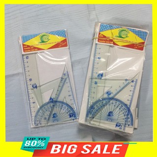 [ Flash Sale ] Combo thước bộ gồm 1 thước kẻ, 2 eke, 1 đo độ