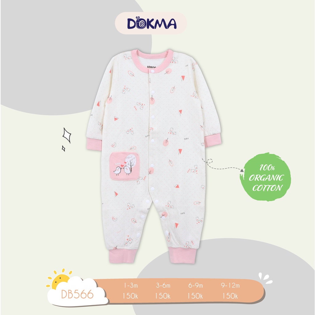 [FREESHIP] Body sơ sinh dày dài tay 3-9 tháng tuổi cotton Dokma- Voi.kids DB566