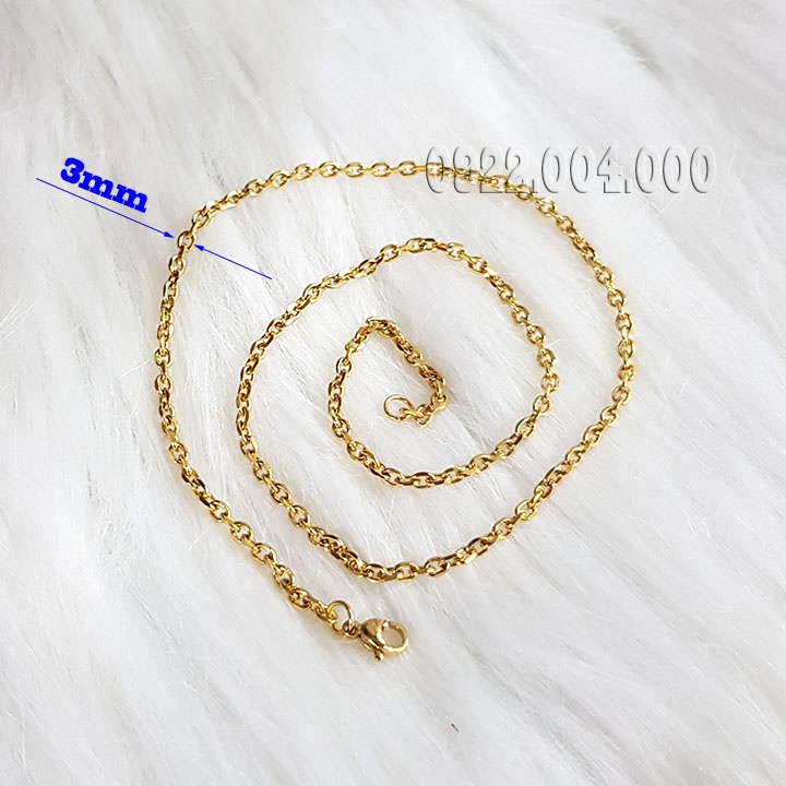 Dây chuyền xích mạ vàng cỡ nhỏ 3mm.