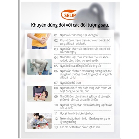 Men vi sinh SELIP PROBIOTICS Hàn Quốc dành cho người bị trĩ, táo bón, rối loạn tiêu hóa, tiêu chảy men vi sinh cho bé
