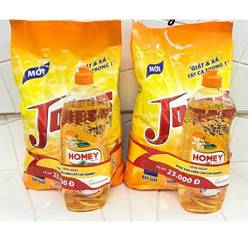 Bột giặt nón 2 trong 1 túi 3kg (Kẹp tặng)