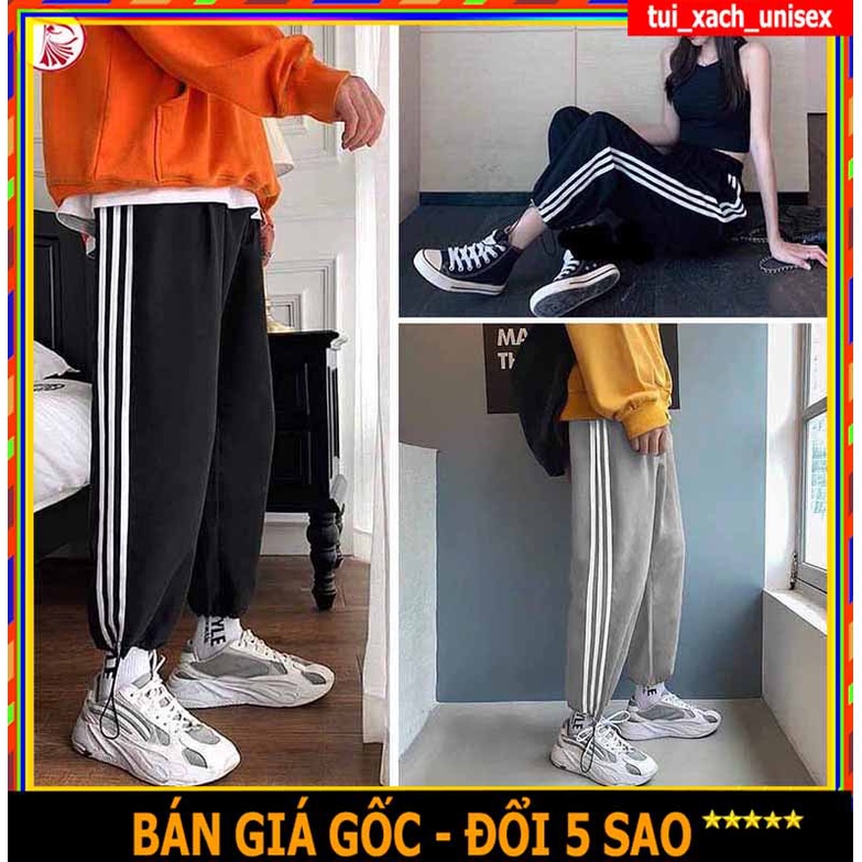 🌸 SIÊU HOT 🌸 QUẦN JOGGER NỈ GOURD Unisex PHỐI 3 SỌC BO CHÂN DÂY RÚT MẶC ĐƯỢC 2 KIỂU ỐNG XUÔNG - ÔM NAM NỮ THUN DÀY DÀI