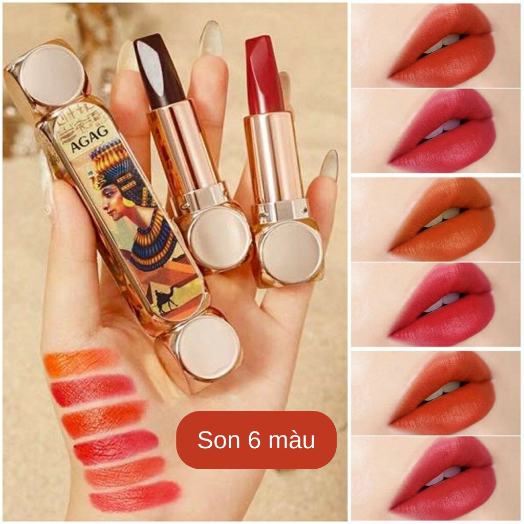 Son AGAG 6 Màu Thỏi Son Hình Ai Cập Sang Chảnh Giữ Màu Không Trôi