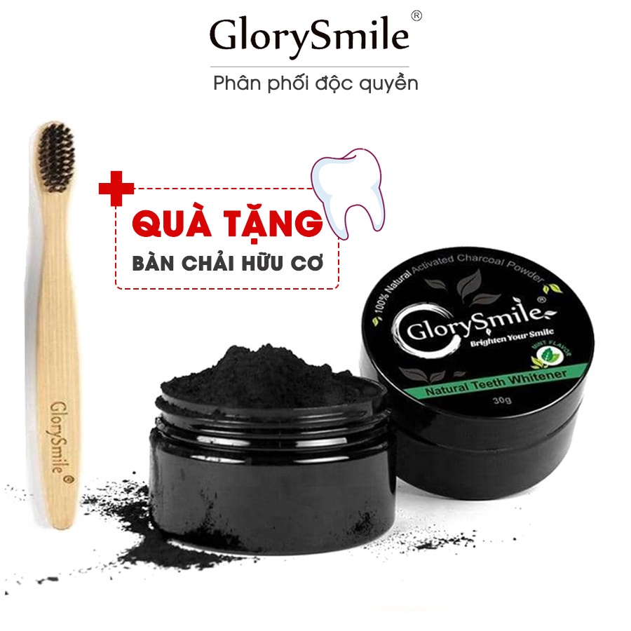 Bột Than Hoạt Tính Glorysmile chăm sóc sức khỏe răng miệng và đánh răng trắng loại bỏ mảng bám cao răng