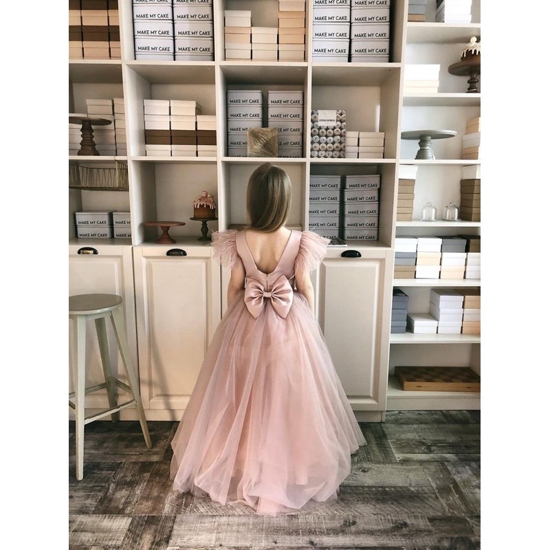 ĐẦM CÔNG CHÚA DÀI HỒNG NUDE CHO BÉ