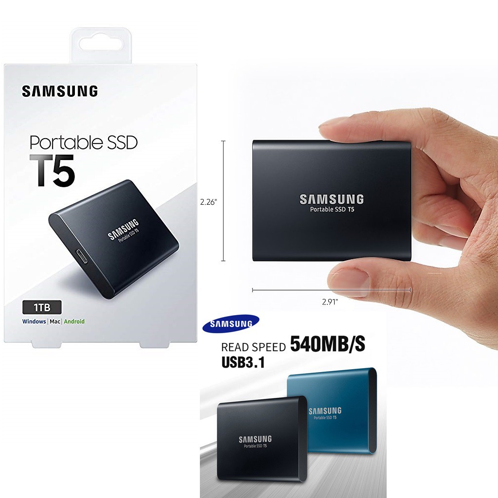 [Mã ELMS4 giảm 7% đơn 500K] Ổ cứng di động SSD Samsung T5 500Gb Usb 3.03.1 Type-C