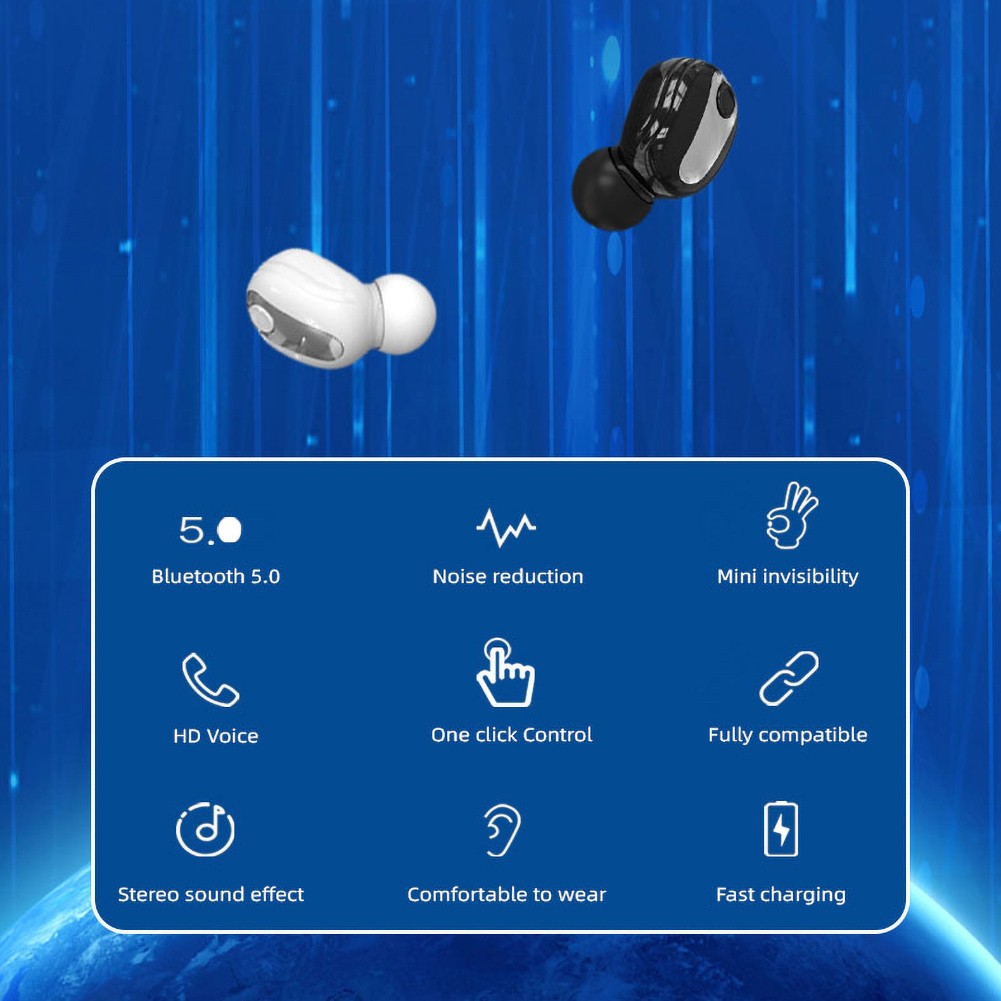 Tai Nghe Nhét Tai Hel + 1 Tai S9 Mini Không Dây Bluetooth 5.0 Có Micro