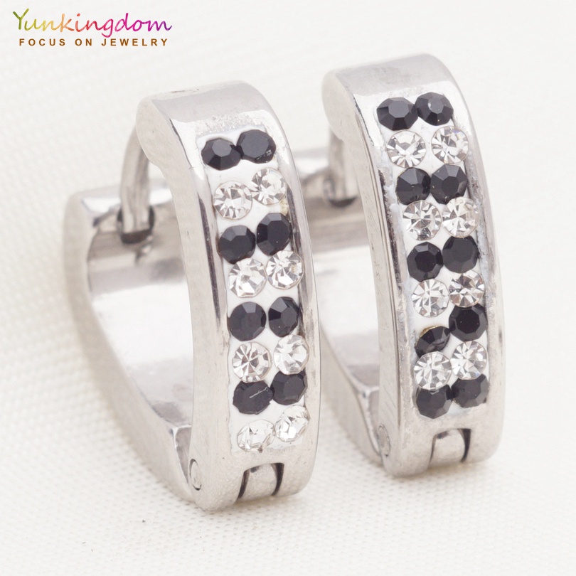 1 Đôi Khuyên Tai Tròn Nhỏ Bằng Thép Không Gỉ Đính Đá Thời Trang Dành Cho Nam Nữ