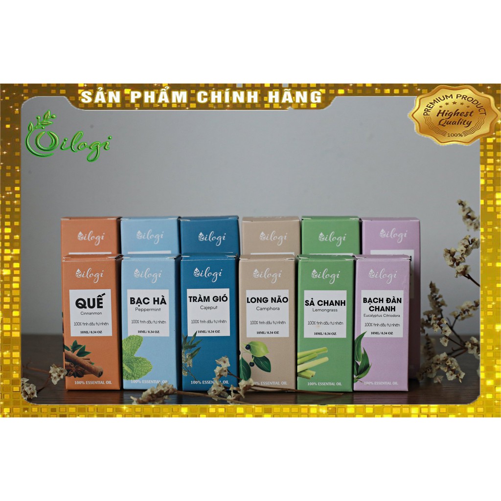 Tinh dầu Oilogi thiên nhiên nguyên chất hàng Việt Nam có kiểm định nhiều mùi 10ml : Tinh dầu Sả Chanh, Bạc Hà,.. OLG001