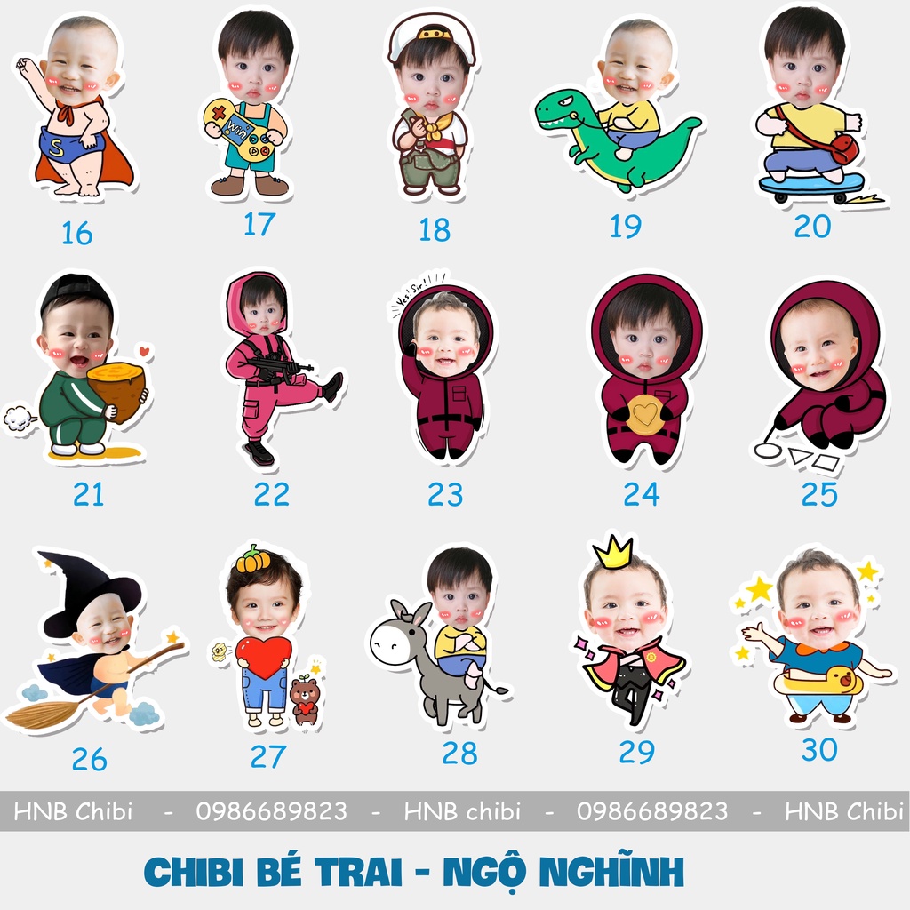 Hình chibi bé trai, chibi sinh nhật đáng yêu, ngộ nghĩnh, có nhiều mẫu mã