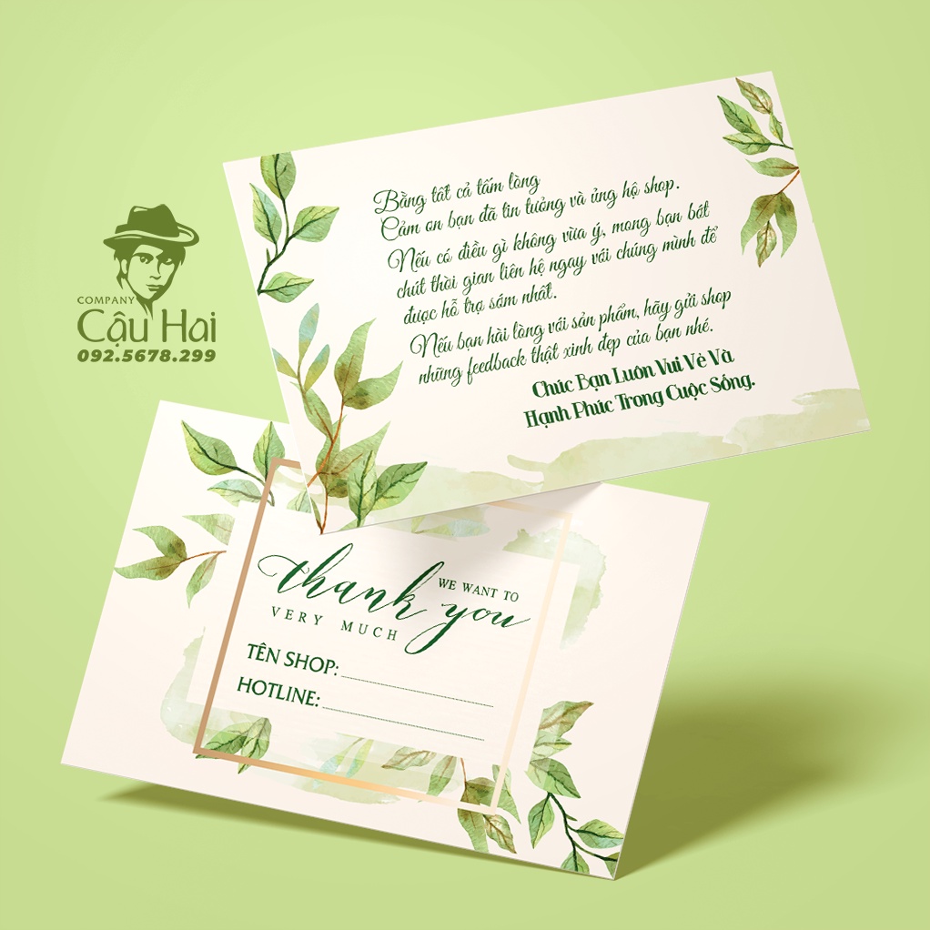 100 CARD CẢM ƠN, CARD THANK YOU GIẤY C300 ĐIỀN TÊN + SDT SHOP