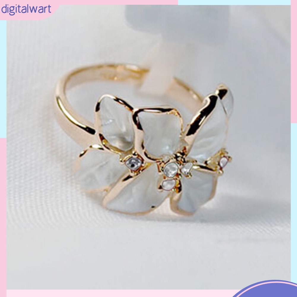 Nhẫn hợp kim hình hoa đính đá xinh xắn