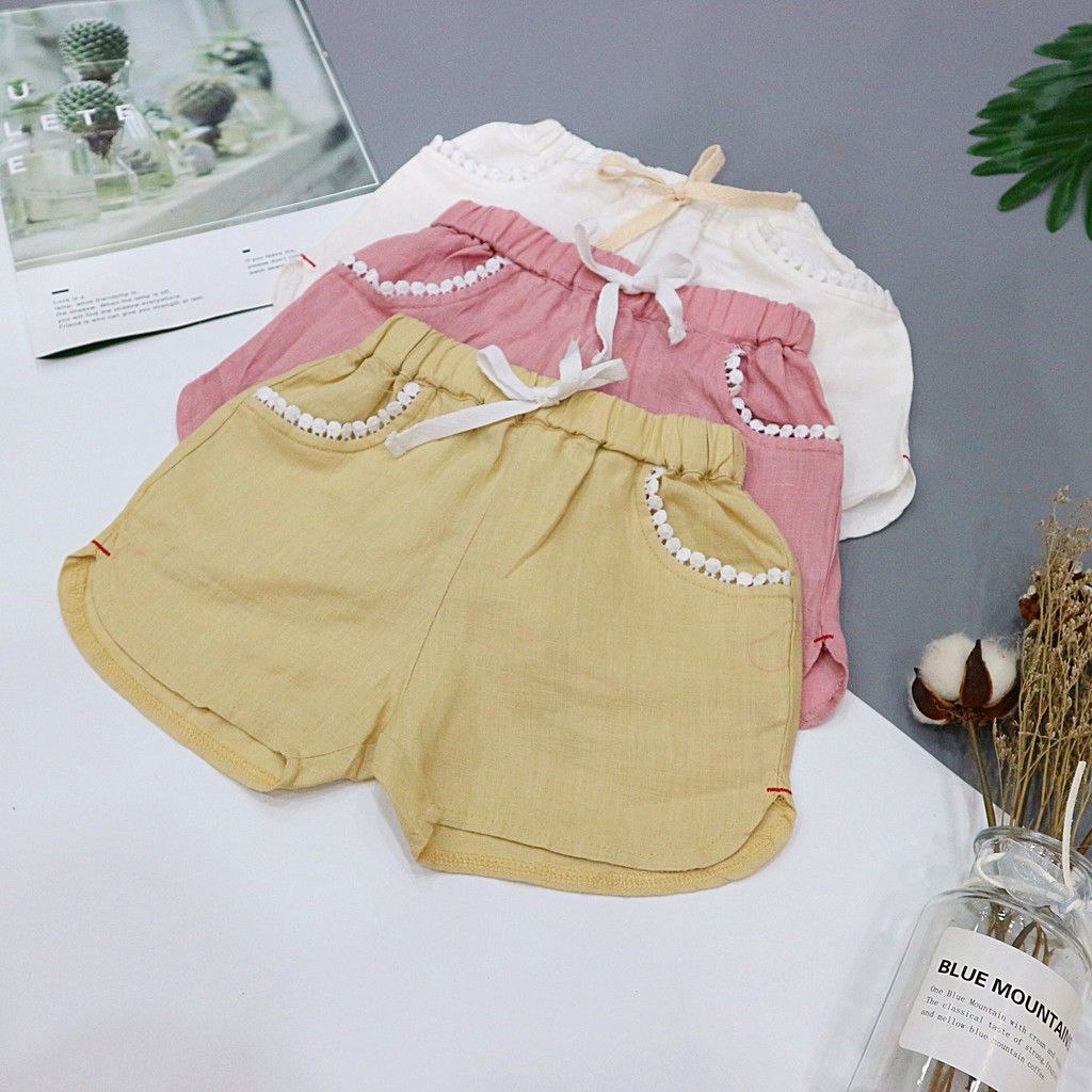 Quần Sort Vải Linen Cao cấp cho Bé Gái (8-25kg)- Royal KIDS