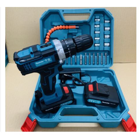 Máy khoan pin 36V Makita 3 chức năng có búa - Tặng kèm 24 chi tiết gồm các mũi khoan + Mũi bắt vít