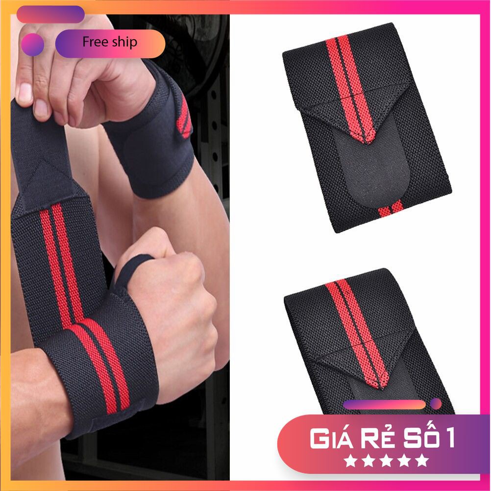 [HOT DEAL] Băng Quấn Cổ Tay Tập Gym - Quấn Tay 2 Sọc Cao Cấp - Màu Ngẫu Nhiên