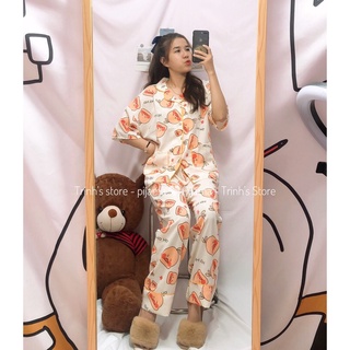 Đồ bộ pijama cánh dơi lụa mango form freesize mặc siêu mát ko bí ko nóng [ hình shop chụp ]
